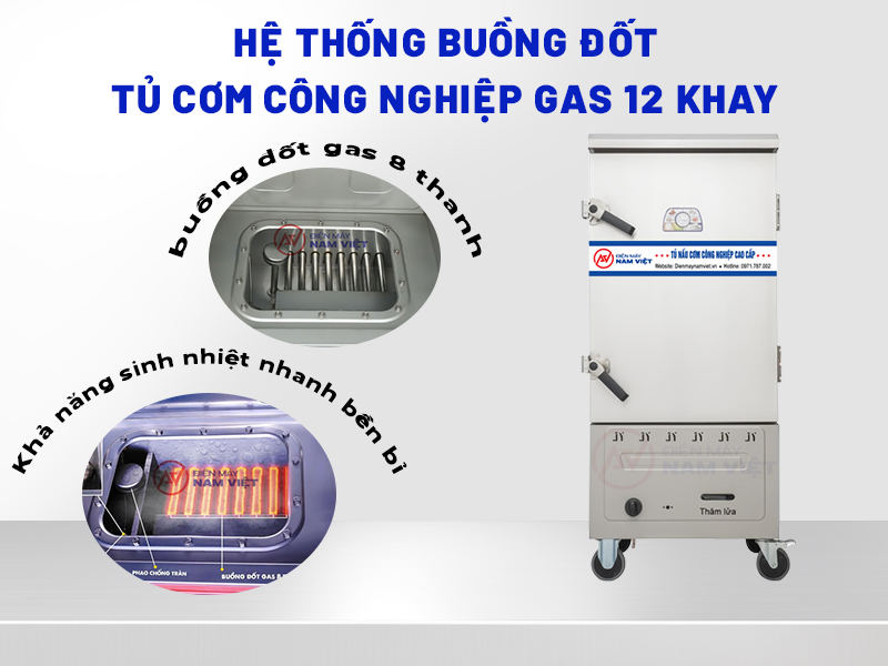 Hệ thống buồng đốt tủ cơm bằng gas