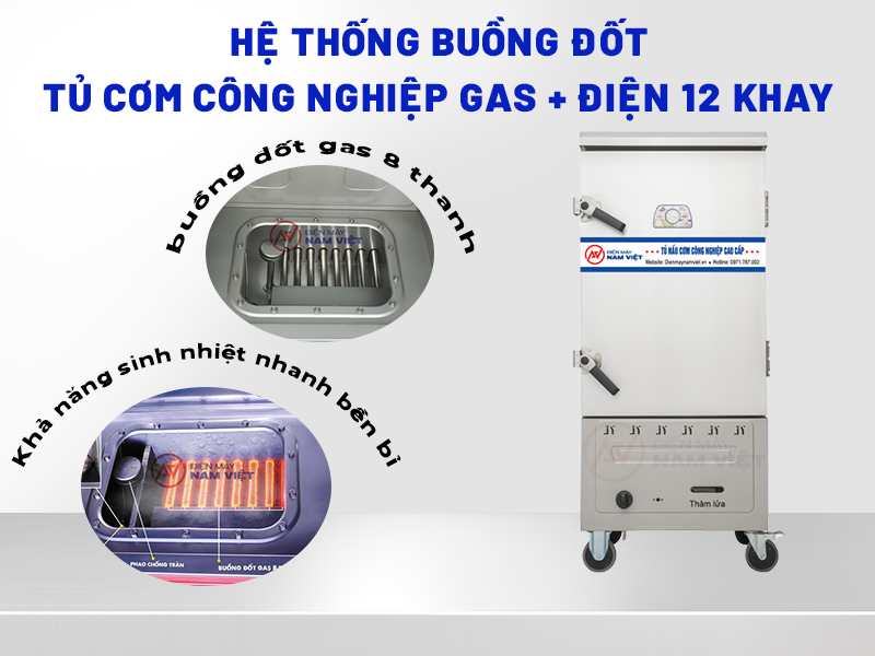 Hệ thống buồng đốt tủ cơm bằng gas