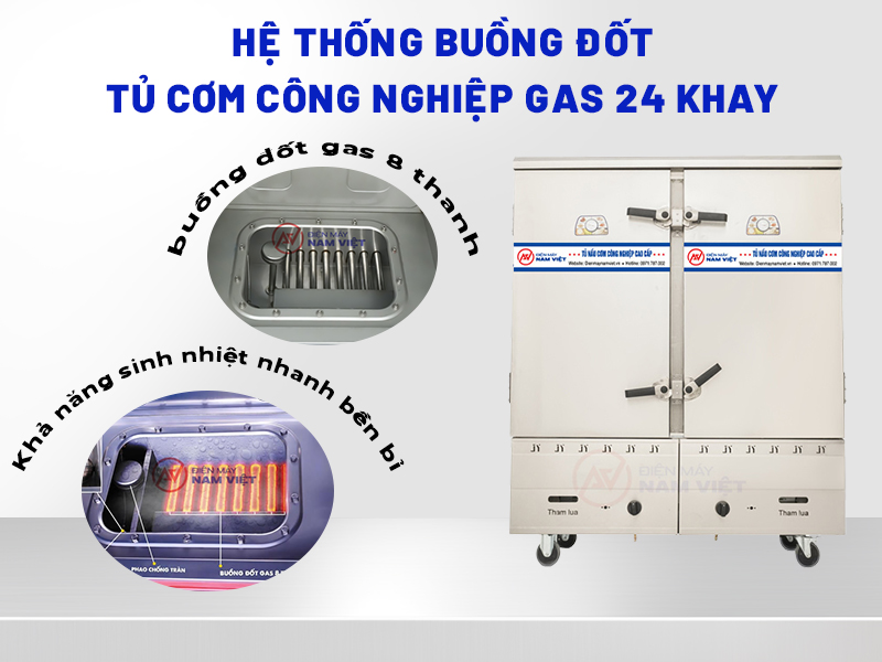 Hệ thống buồng đốt tủ cơm bằng gas