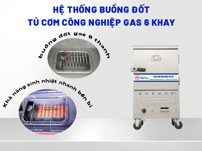 Hệ thống buồng đốt tủ cơm bằng gas