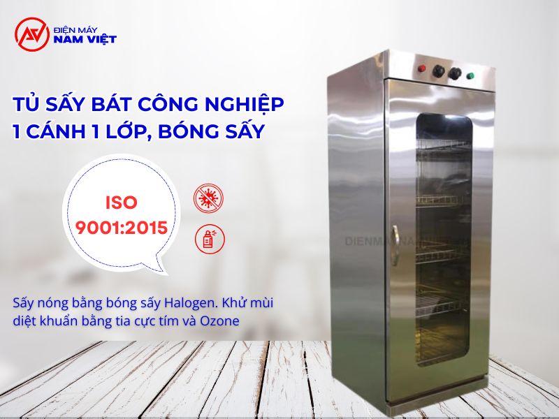 Tủ sấy bát công nghiệp 1 cánh 1 lớp, bóng sấy