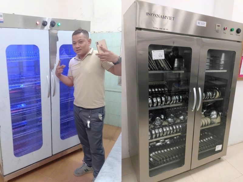 Hình ảnh thực tế lắp đặt tủ sấy bát công nghiệp