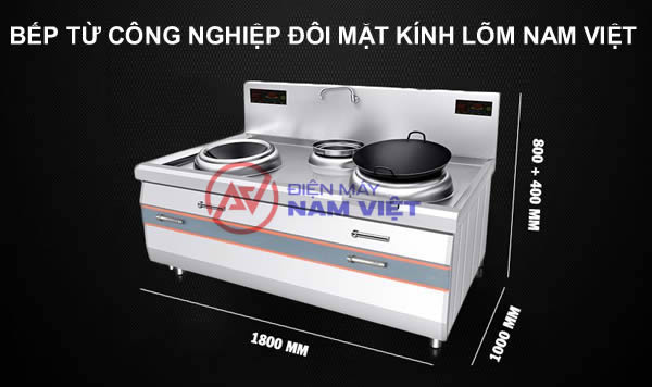 Bếp từ công nghiệp đôi mặt kính lõm Nam Việt
