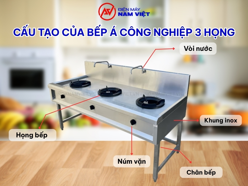 Cấu tạo của bếp á công nghiệp 3 họng