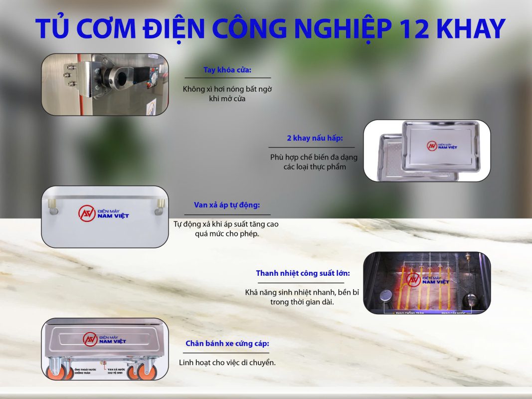 Cấu tạo và chức năng của tủ nấu cơm 12 khay