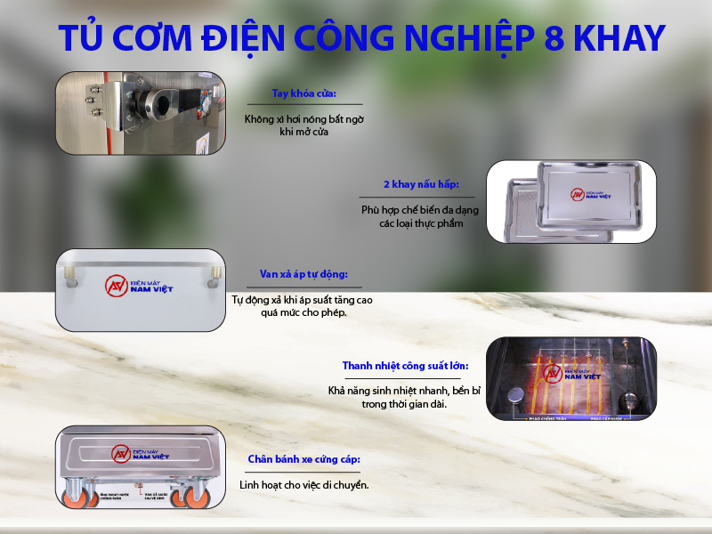 Cấu tạo và chức năng của tủ nấu cơm 8 khay