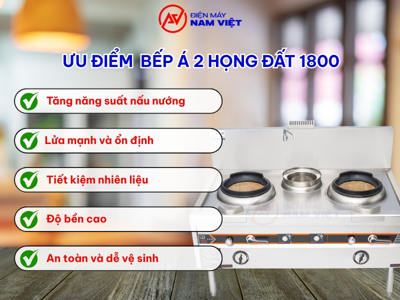 Ưu điểm bếp á 2 họng đất 1800