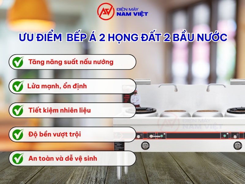 Ưu điểm bếp á 2 họng đất 2 bầu nước