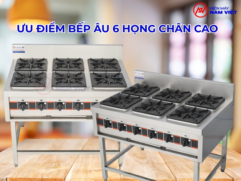 Ưu điểm bếp âu 6 họng chân cao