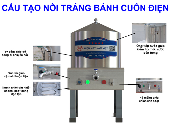 Cấu tạo nồi tráng bánh cuốn điện