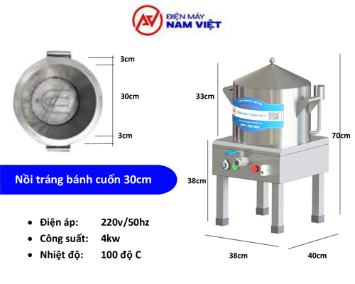 Thống số nồi tráng bánh cuộn 30 cm