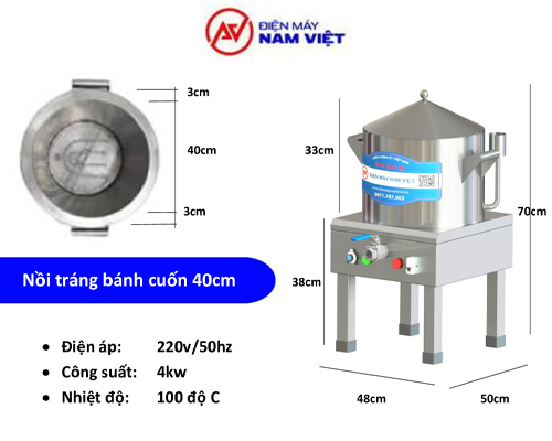 Thông số nồi tráng bánh cuộn 40 cm