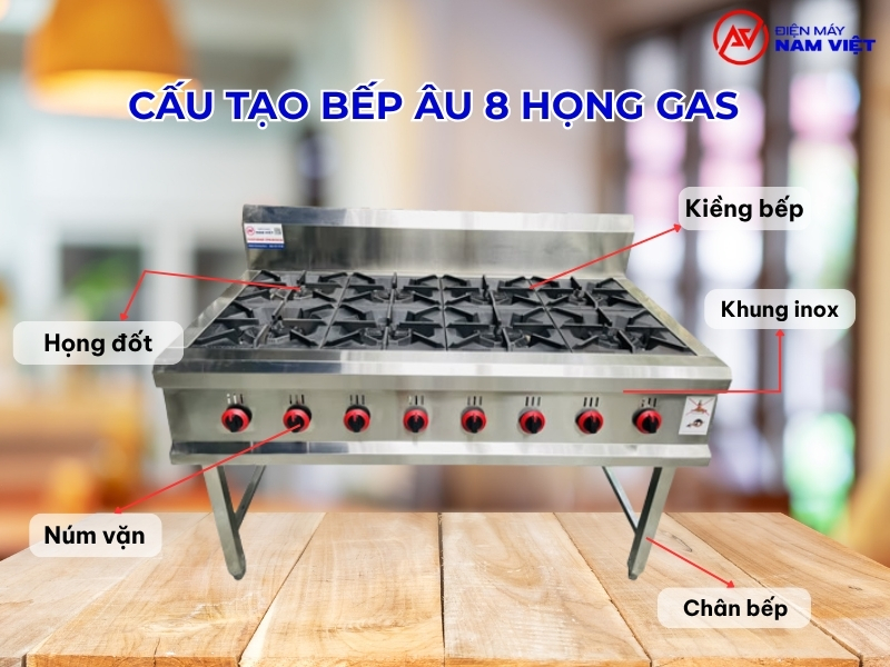 Cấu tạo bếp âu 8 họng gas