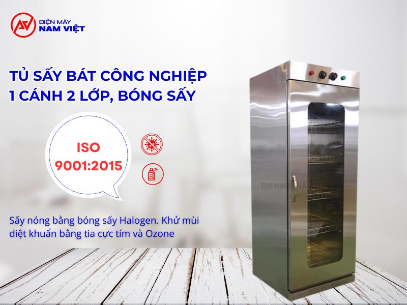 Tủ sấy bát công nghiệp 1 cánh 2 lớp, bóng sấy