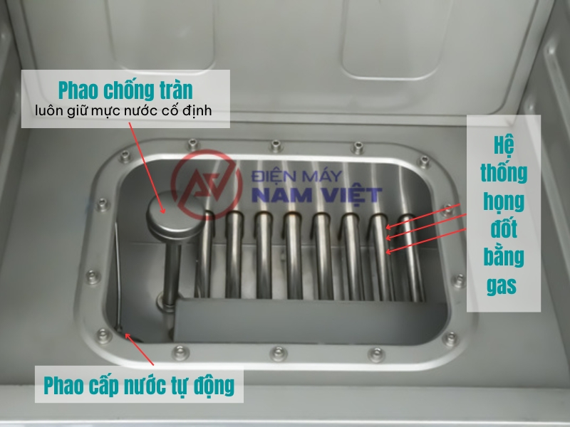 Bên trong buồng đốt tủ cơm công nghiệp gas