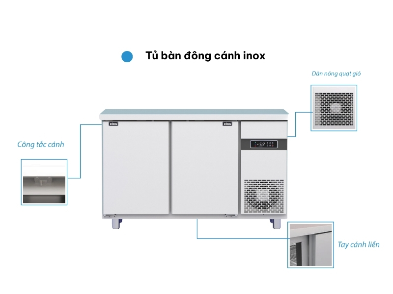 Cấu tạo bàn đông công nghiệp 2 cánh inox