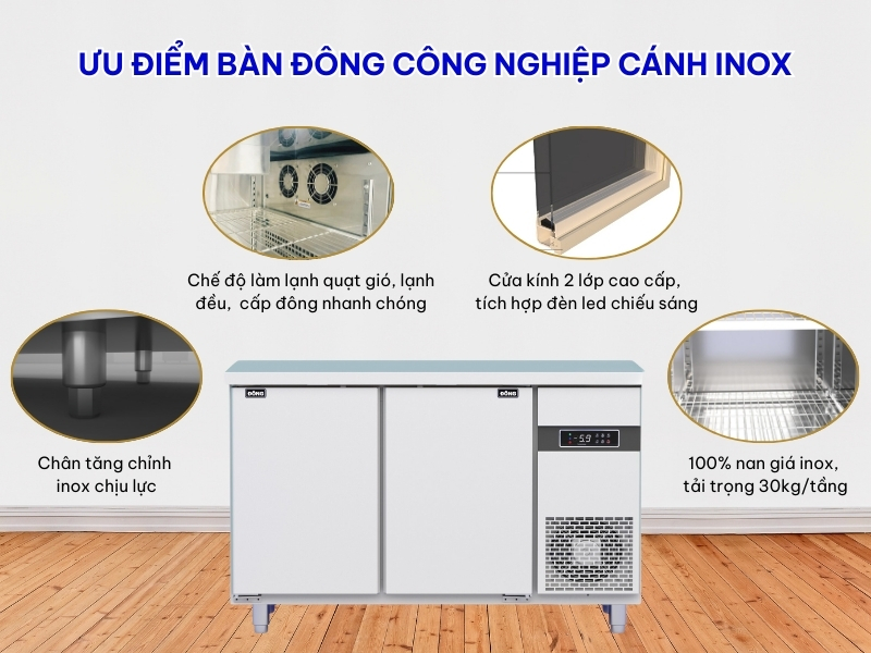 Ưu điểm bàn đông công nghiệp 2 cánh inox