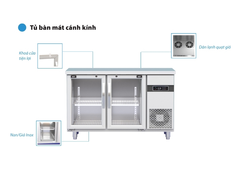 Cấu tạo bàn mát 2 cánh kính