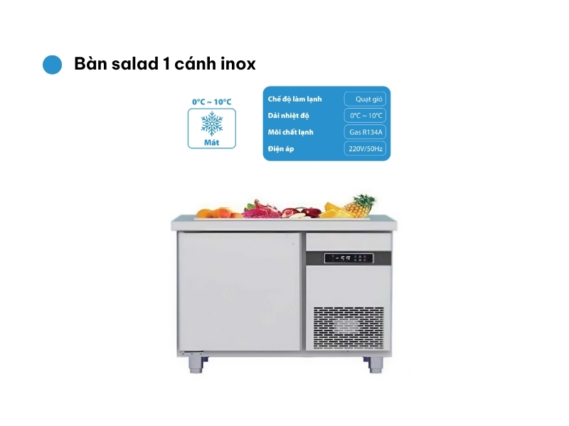Bàn salad 1 cánh inox