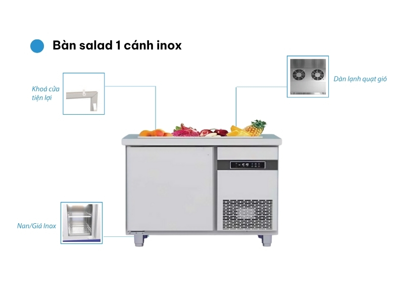 Cấu tạo bàn salad 1 cánh inox