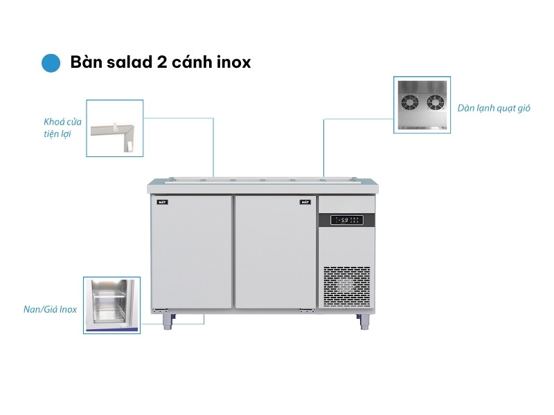 Cấu tạo bàn salad 2 cánh inox