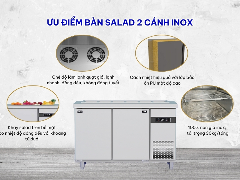 Ưu điểm bàn salad 2 cánh inox